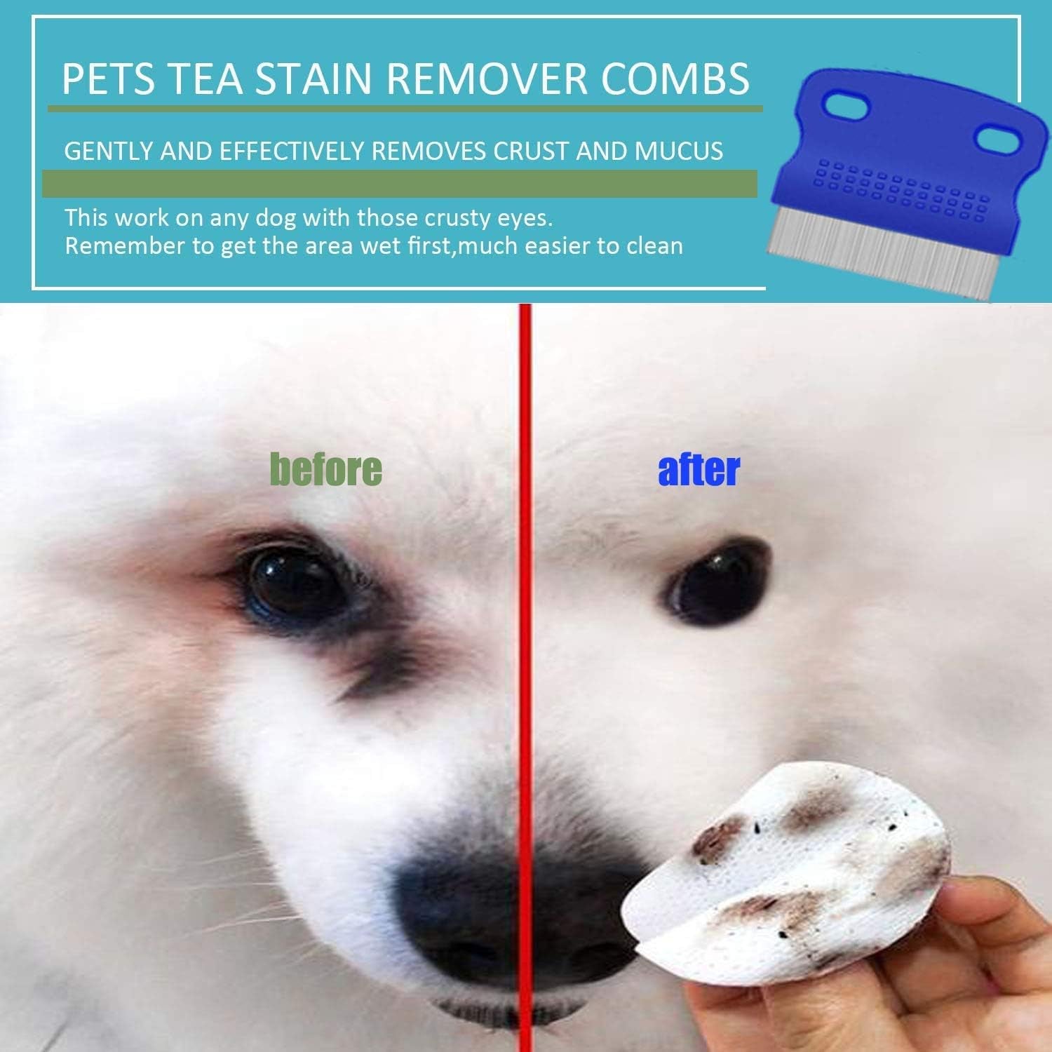 Flea Comb 4Pack with High Strength Teeth Durable Pet Tear Stain Remover Combs, Pet Dog Cat Grooming Comb Set Effective Float Hair Remover