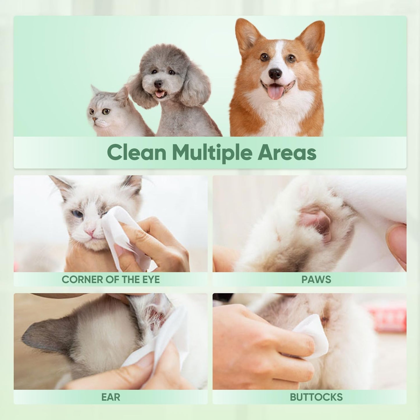 Pet Wipes for Dogs & Cats, Extra Moist & Thick Grooming Puppy Wipes with 100 Fresh Counts, Aloe Vera/Nature