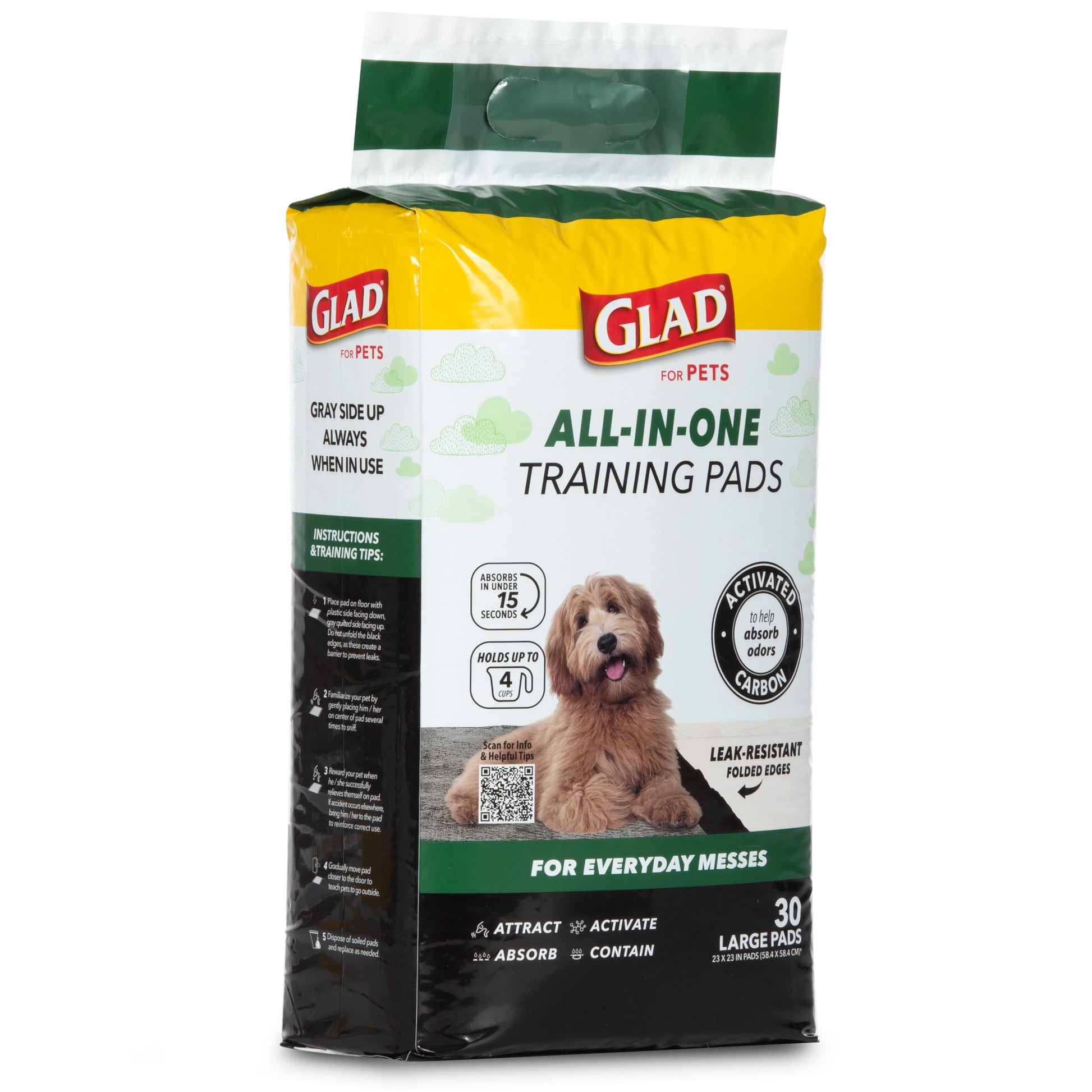 Activated Charcoal Leak-Resistant Training Pads for Dogs, 23In X 23In, 30 Count