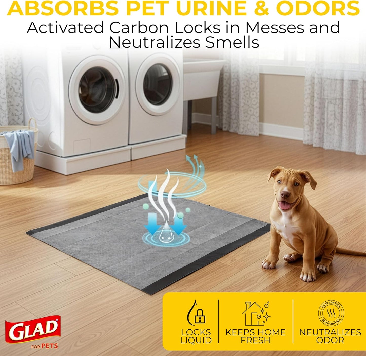 for Pets Black Charcoal Puppy Pads, 23"X23" Disposable Training Pads That Absorb & Neutralize Urine with Activated Carbon - 100 Count