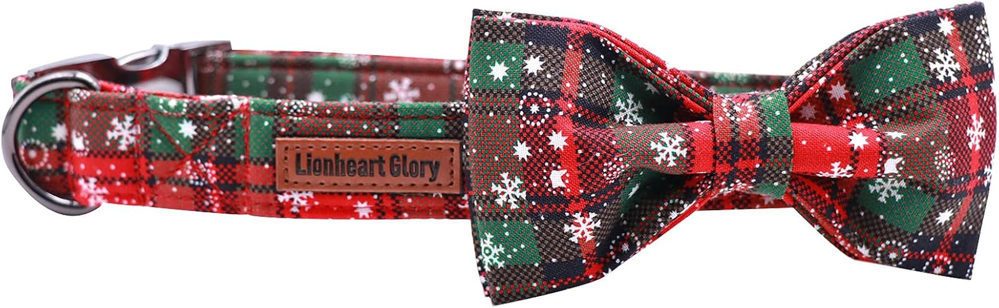 Christmas Plaid Dog Collar Adjustable Soft Dog Collar with Bowtie, Pet Gift Dog Collars Bow for Small Medium Large Dogs