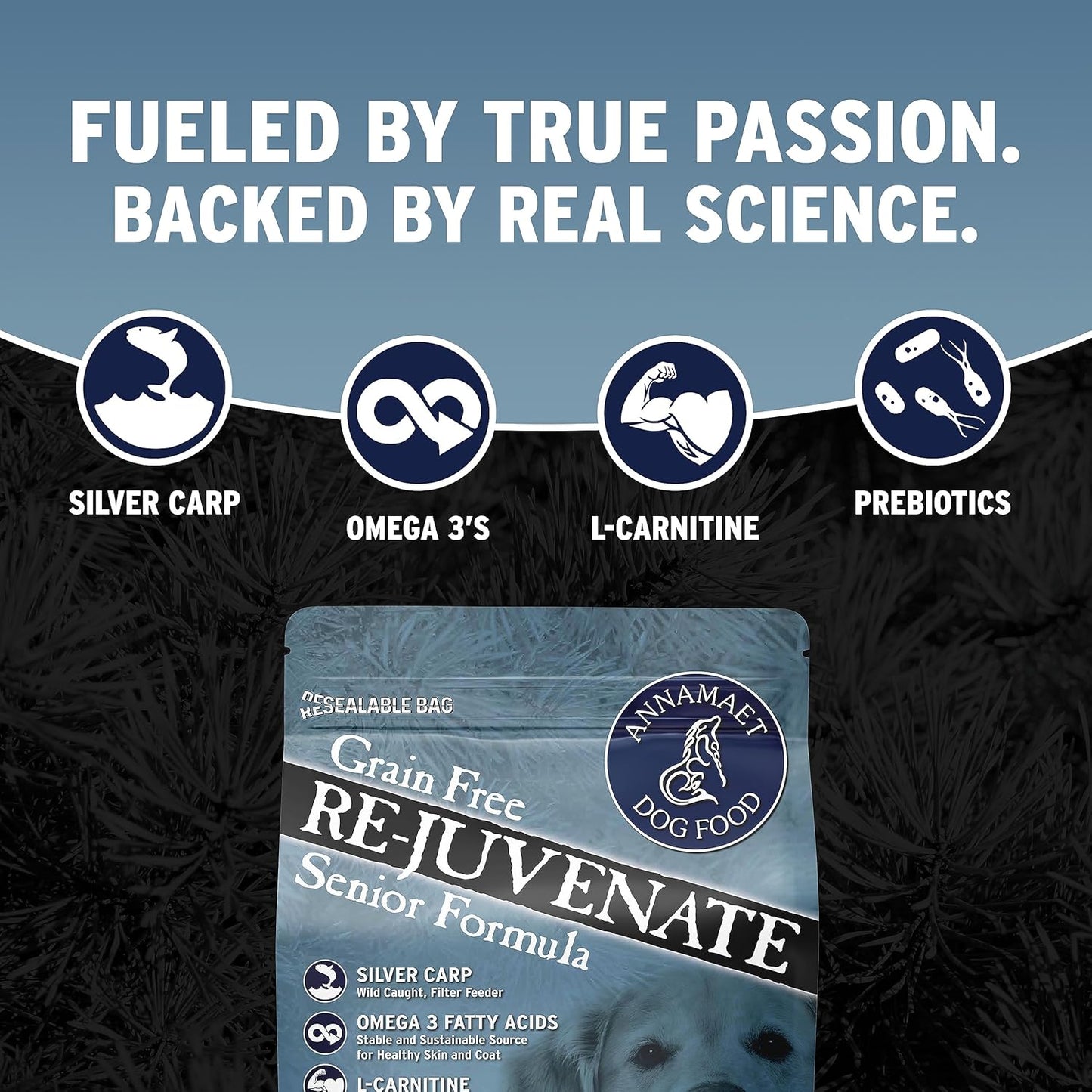 Grain-Free Re-Juvenate Senior Formula Dry Dog Food, (Fresh Silver Carp & Turkey), 12-Lb Bag