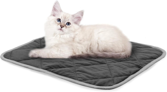 Self Warming Thermal Pet Mat for Dogs and Cats, Body Heat Reflecting Cat Bed Mat, Washable, for Sofa & Crate & Kennel & Car Seat (Obsidian Black, Small (20'' X 16'' X 0.4''))