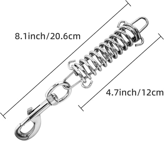 2-Pack Dog Leash Shock Absorber Spring, 300LB Heavy Duty Metal Spring Buckle - Anti-Pull Tension Relief for Large Dogs, Prevent Arm Strain & Neck Injury, Waterproof Rustproof (Fit All Leashes)