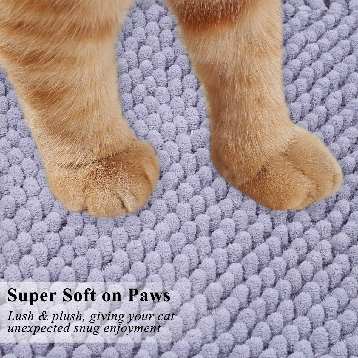 Cat Litter Mat Softgrip Litter Trapping Mat, Muddy Litterbox Rug for Indoor & Floor, Machine Washable Easy Clean Soft Microfiber for Cat, 31"× 20", Grey