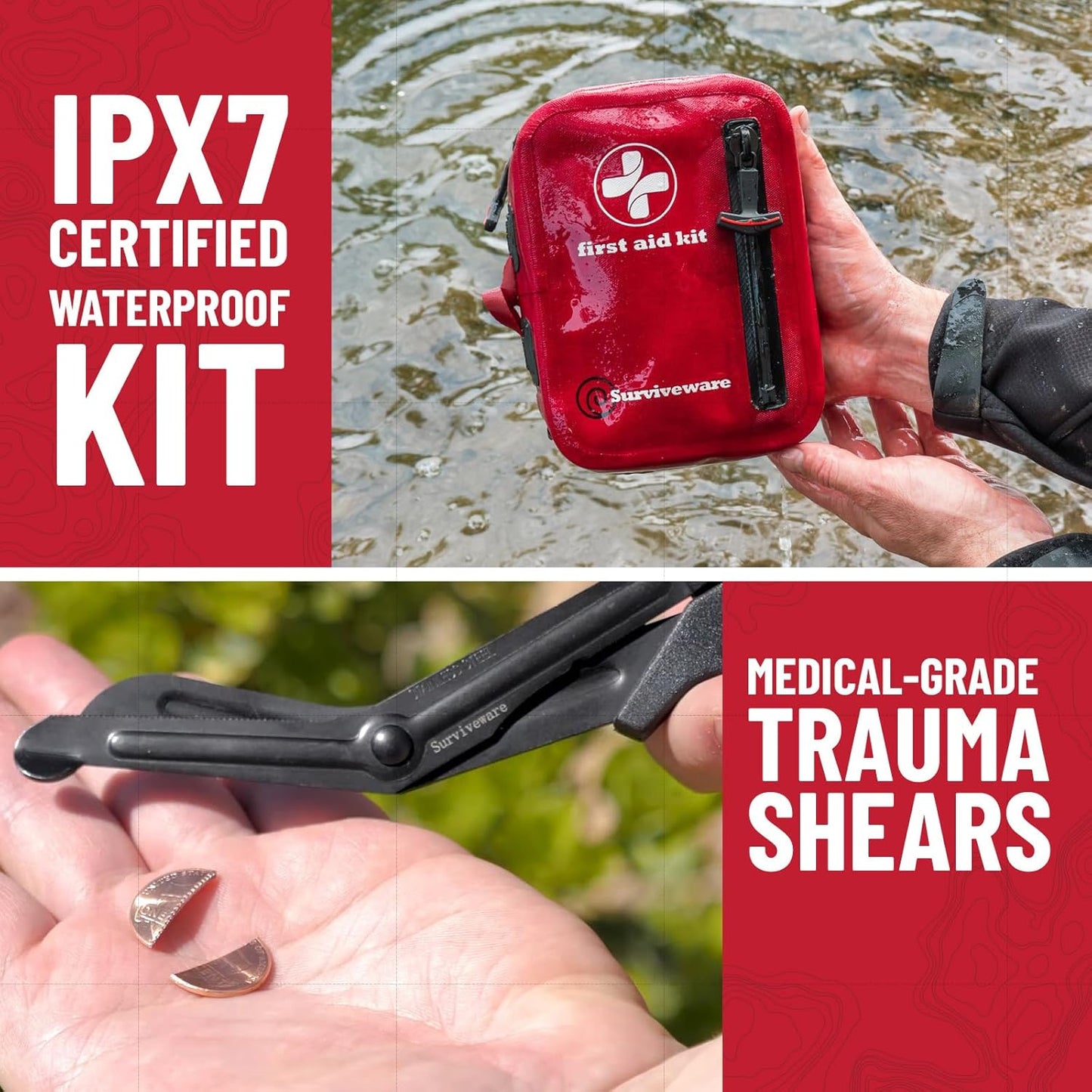 98-Piece Waterproof Premium First Aid & Survival Kit - Comprehensive Emergency Preparedness Gear for Camping, Hiking, Backpacking, and Outdoor Adventures