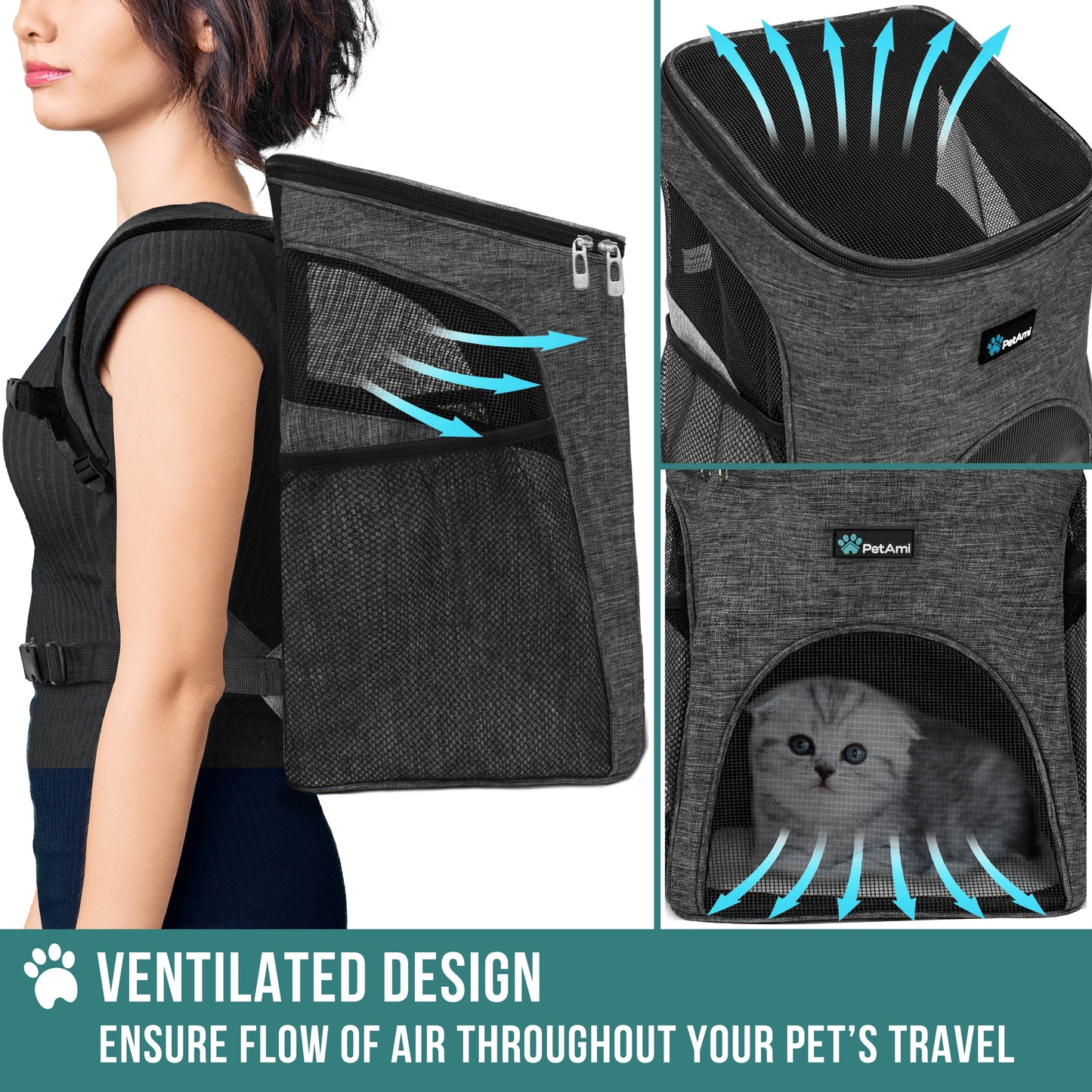 Premium Pet Carrier Backpack, Charcoal Gray
