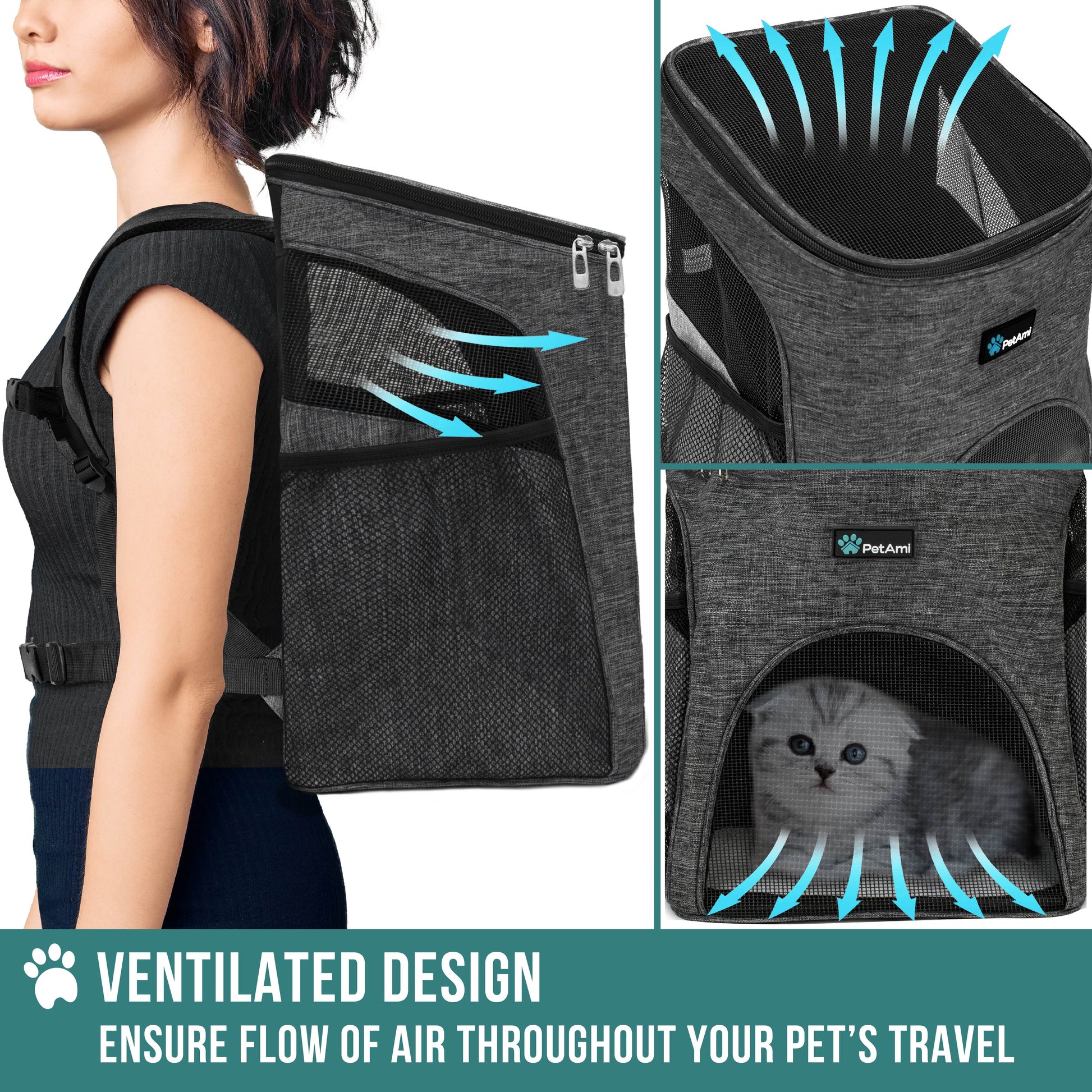 Premium Pet Carrier Backpack, Charcoal Gray