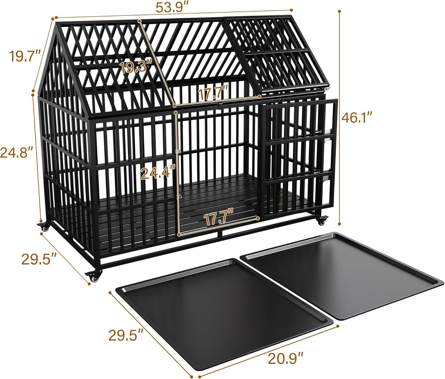 54 Dog Crate with Mat, Large Dog Crat for for Large Dogs, Heavy Duty Dog Kennel Indoor with Roof Top, XL,XXL Dog Cage for High Anxiety Dogs