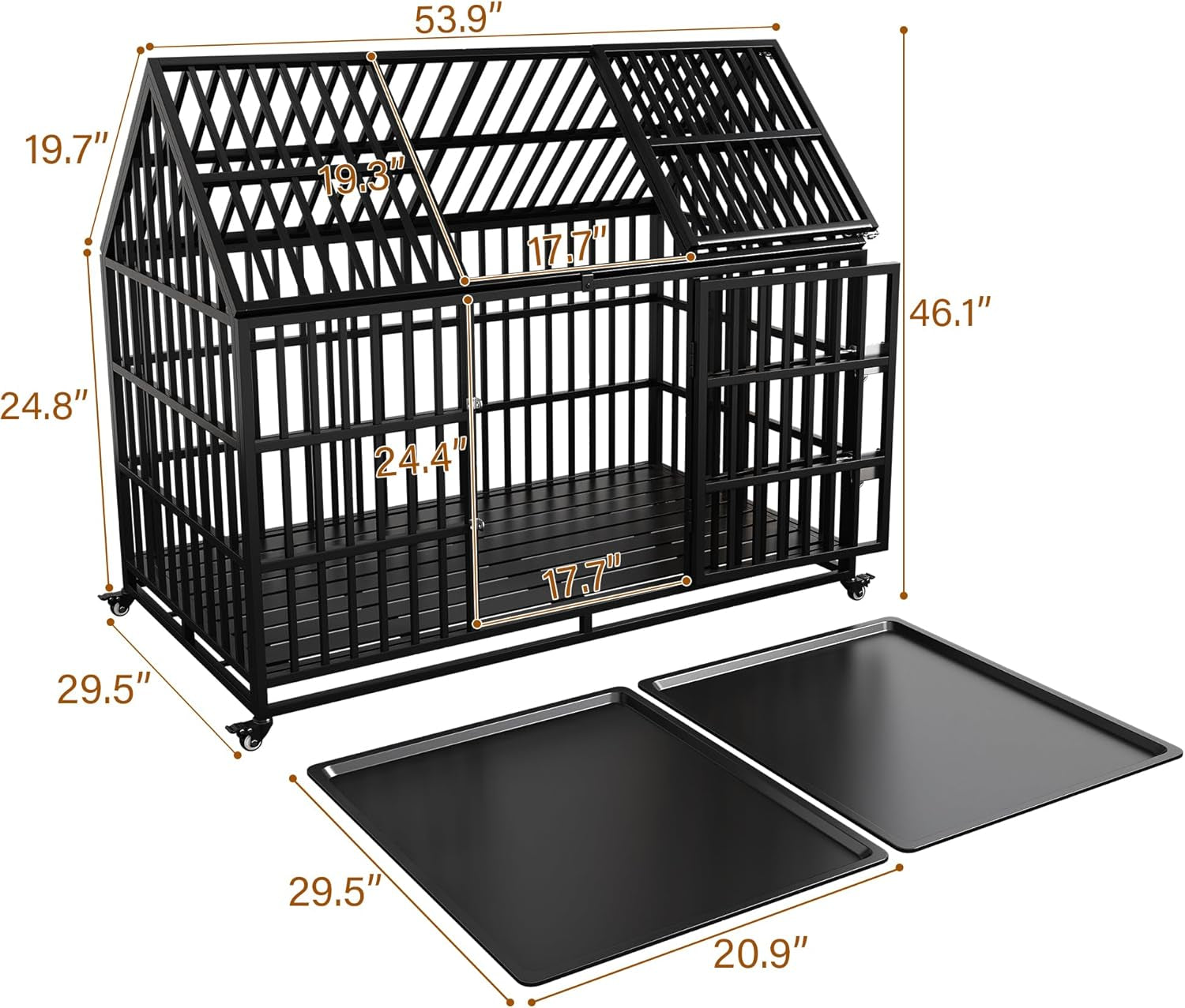54 Dog Crate with Mat, Large Dog Crat for for Large Dogs, Heavy Duty Dog Kennel Indoor with Roof Top, XL,XXL Dog Cage for High Anxiety Dogs
