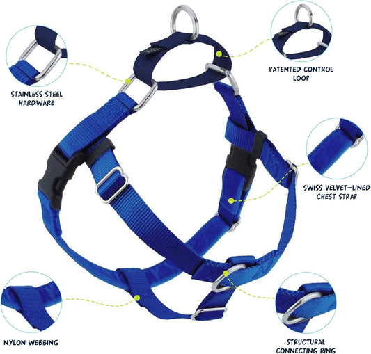 Freedom No Pull Dog Harness, Adjustable Harness and Leash Set, Easy Walking & Comfortable Control, Fits Small, Medium & Large Dogs, Solid Colors, Made in USA, 1" MD, Royal Blue