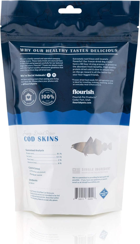 Freeze-Dried Raw Pet Treats for Dogs, Cod Skin Chews (6 Count)