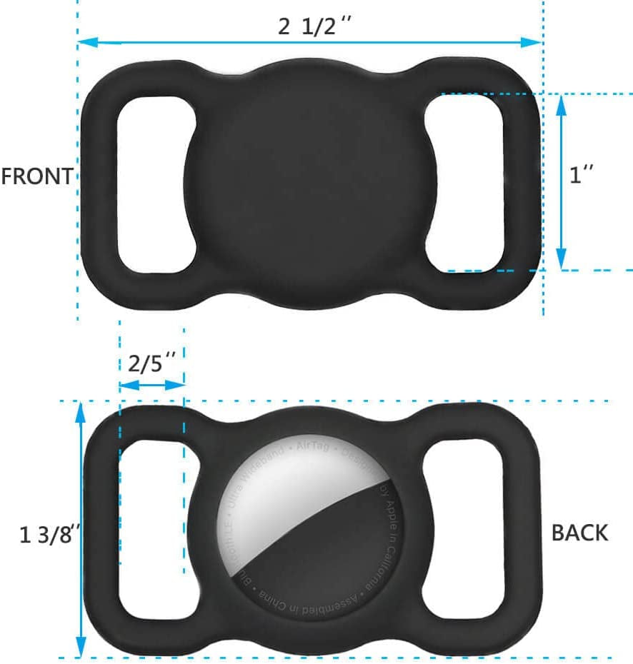 for Airtag Dog Collar Holder [2 Pack] Waterproof High-Strength Elastic Silicone Dog Cat Air Tag Holder, (Black&White)