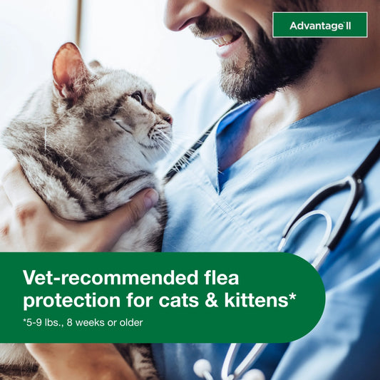 (2 Pack)  Vet-Recommended Flea Prevention for Small Cats 5-9 Lbs, 6-Monthly Treatments