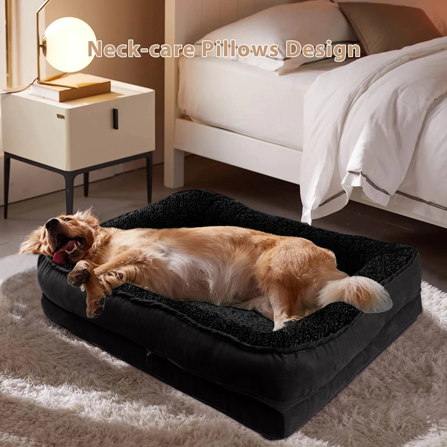 Dog Beds for Large Medium Small Dogs Orthopedic Pet Bed Sofa Supportive Egg Crate Foam Animal Couch with Removable Washable Cover Non Skid Bottom S to XL