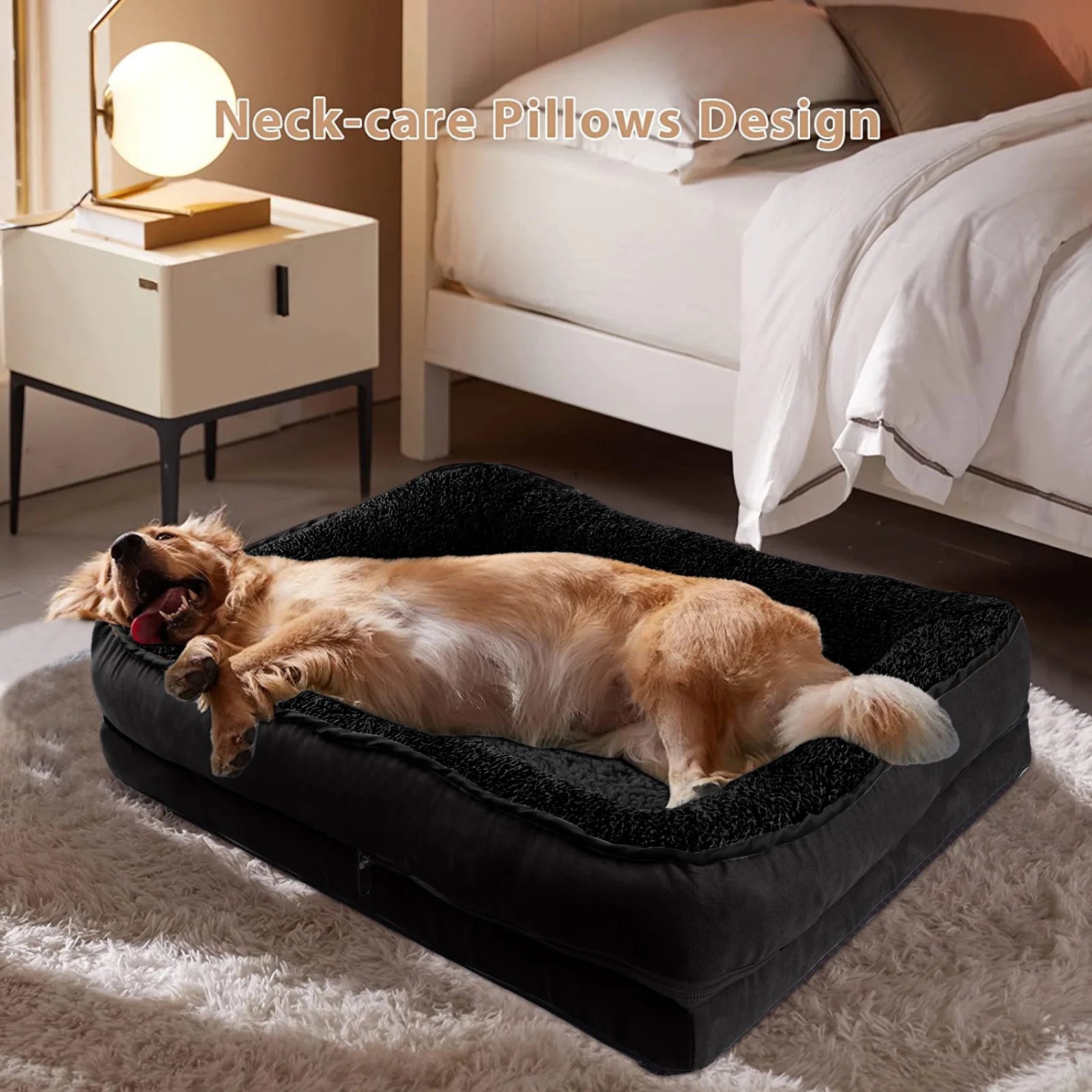 Dog Beds for Large Medium Small Dogs Orthopedic Pet Bed Sofa Supportive Egg Crate Foam Animal Couch with Removable Washable Cover Non Skid Bottom S to XL