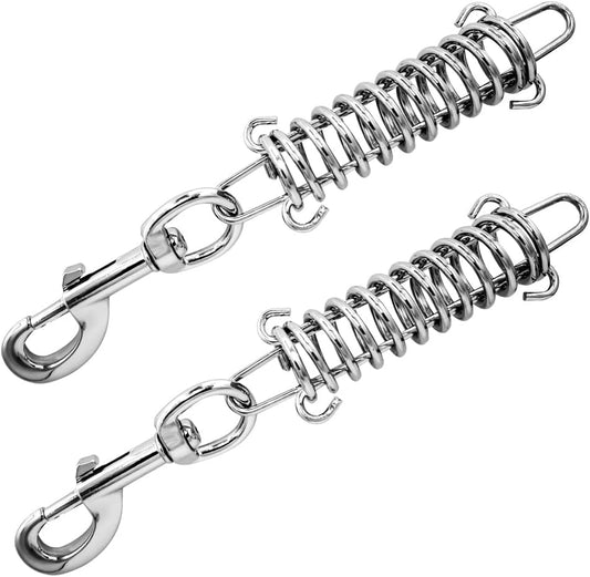 2-Pack Dog Leash Shock Absorber Spring, 300LB Heavy Duty Metal Spring Buckle - Anti-Pull Tension Relief for Large Dogs, Prevent Arm Strain & Neck Injury, Waterproof Rustproof (Fit All Leashes)