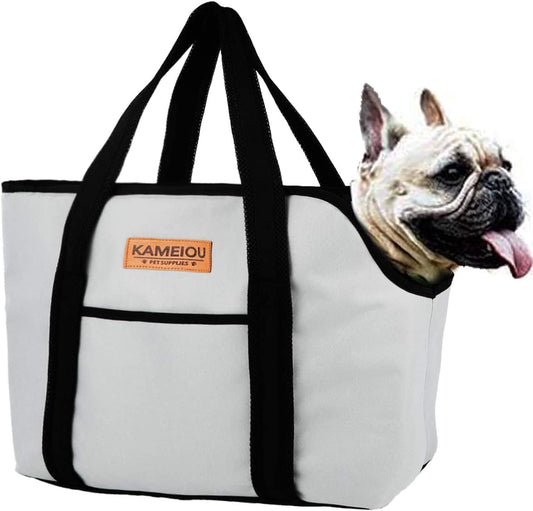 Pet Dog Purse Tote Carrier Bag for Medium Dogs Travel Soft-Sided Purse Carriers with Pocket Safety Tether Stand Pedal Portable Dog Sling Tote Carrier Purses for Small Medium Dog Doggy Carriers