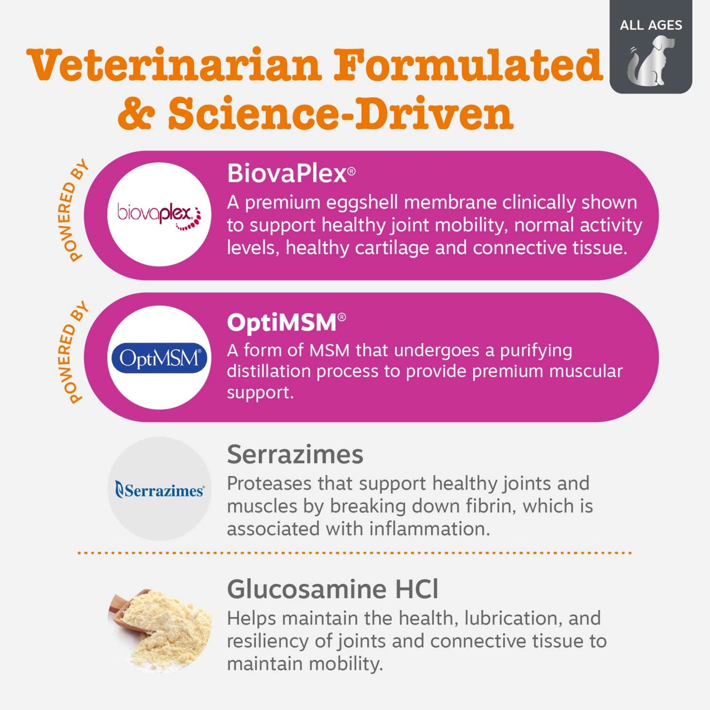 Vet Strength Hip & Joint Mobility Bites for Dogs, Supreme Hip & Joint Support, Beef & Bacon Flavor, 90 Count Soft Chews