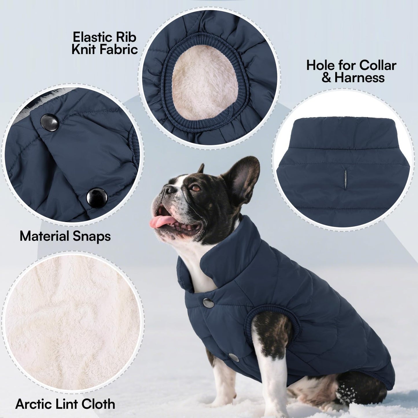Dog Winter Coat - Waterproof Windproof Dog Jacket, Warm Snowproof Doggie Puffer Vest for Cold Weather, Lightweight Snow Coats for Small Medium Large Dogs (3XL, Blue)