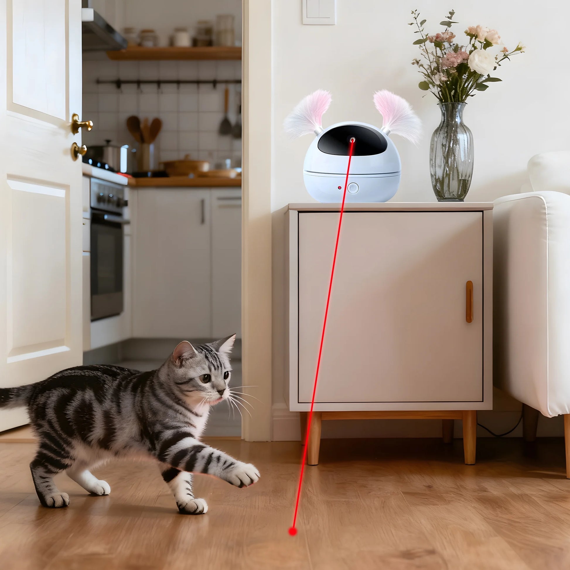 Interactive Cat Toys with Unique Roly-Poly Design, Automatic Lazer Pointer for Cat for Fun Indoor Play, Cat Gifts for Cat Owners and Their Pets, Blue