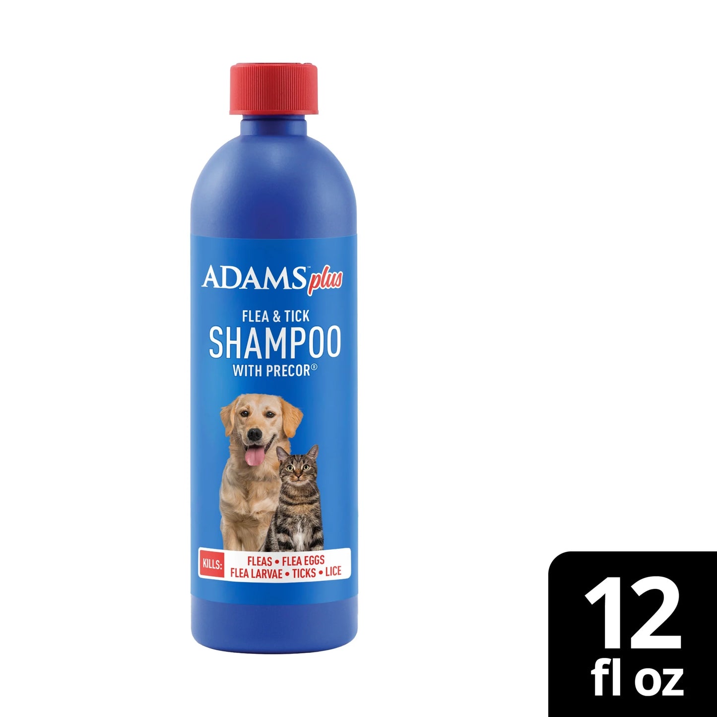 plus Flea & Tick Shampoo with Precor for Cats, Kittens, Dogs & Puppies over 12 Weeks of Age, Sensitive Skin Flea Treatment, 12 Oz