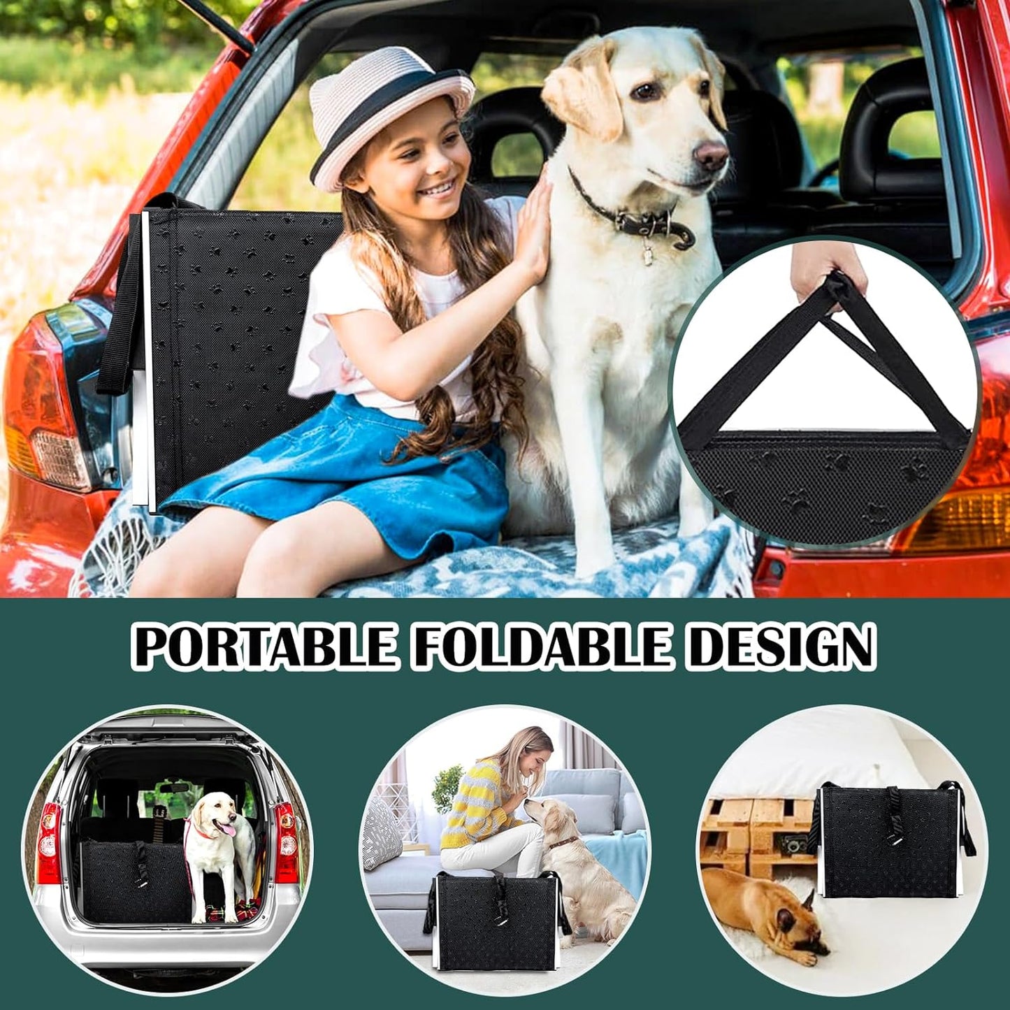 Dog Ramp for Car, Extra Wide Dog Stair for Large Dogs Car, Pet Steps Light Weight Aluminum Foldable Dog Steps for Cars and Suv,High Beds, Trucks, Supports up to 200 Lbs (Extra Wide-4 Steps)