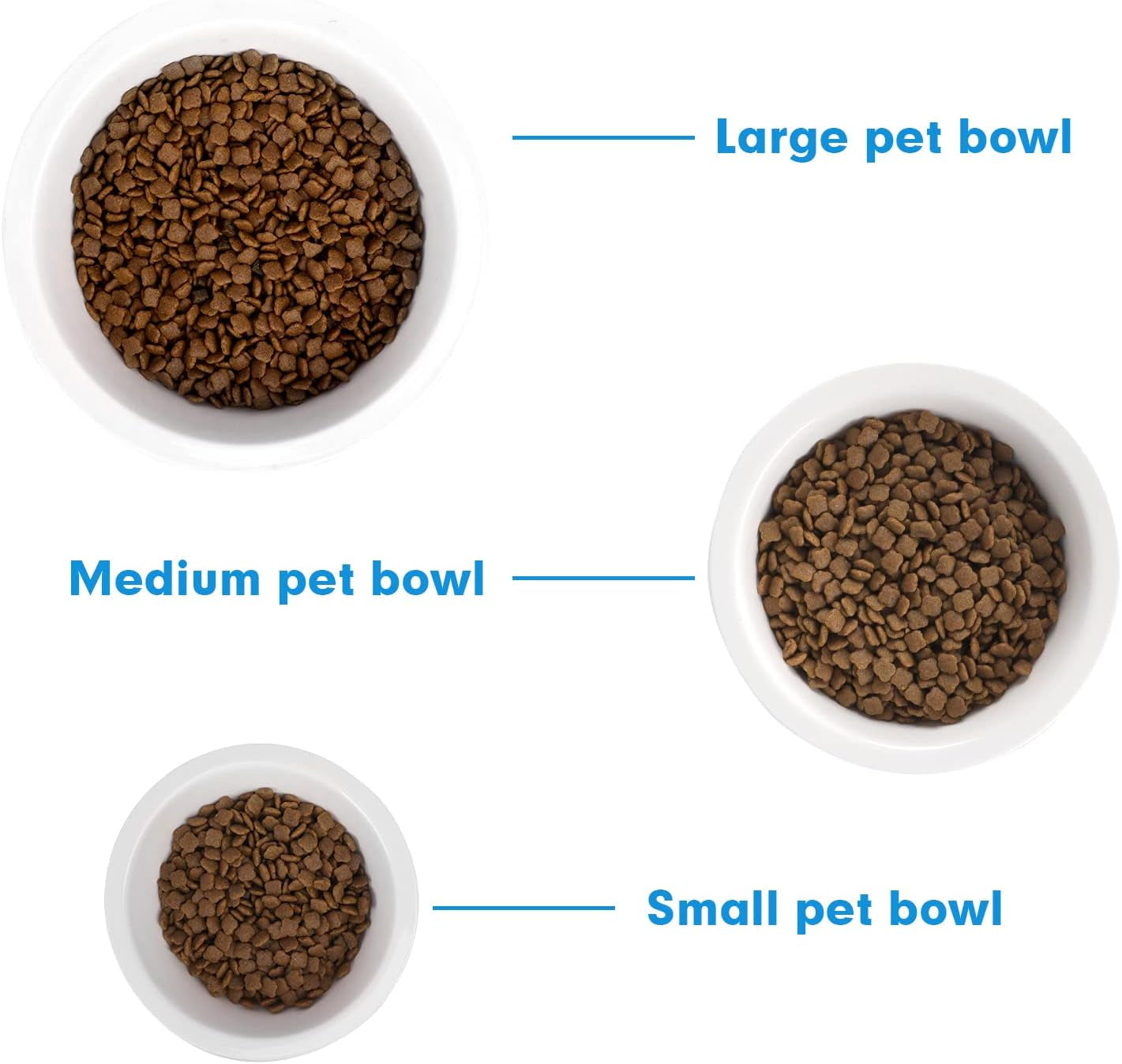 Set of 2 Ceramic Dog Cat Bowl Set, Pet Porcelain Food and Water Feeder Dish Bowls with anti Slip Band, Dishwasher and Microwave Safe (Medium)