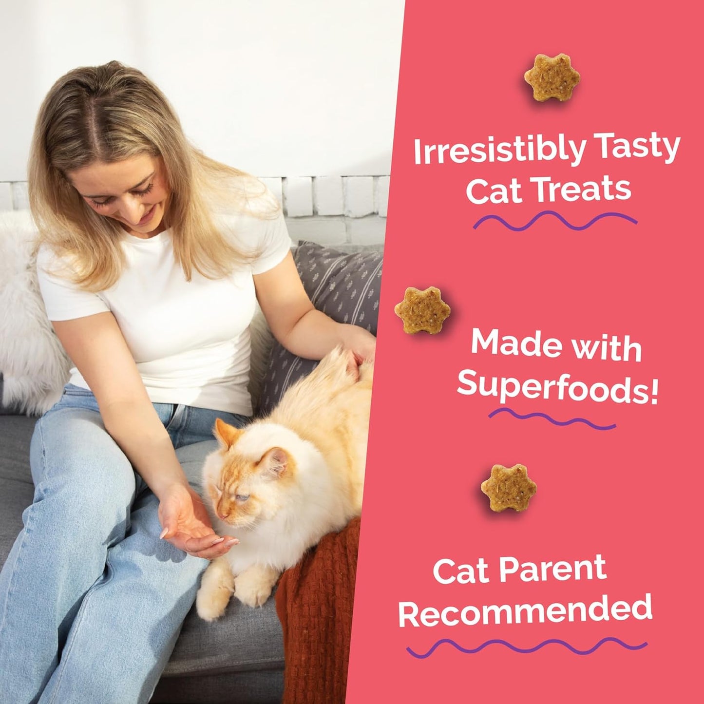 Cat Treats Crunchy Cat Treats, Healthy Low Calorie Kitten Snacks, Made without Wheat, Corn and Soy, Kitten Essentials, Made with Real Salmon and Cranberry, 30 Ounces