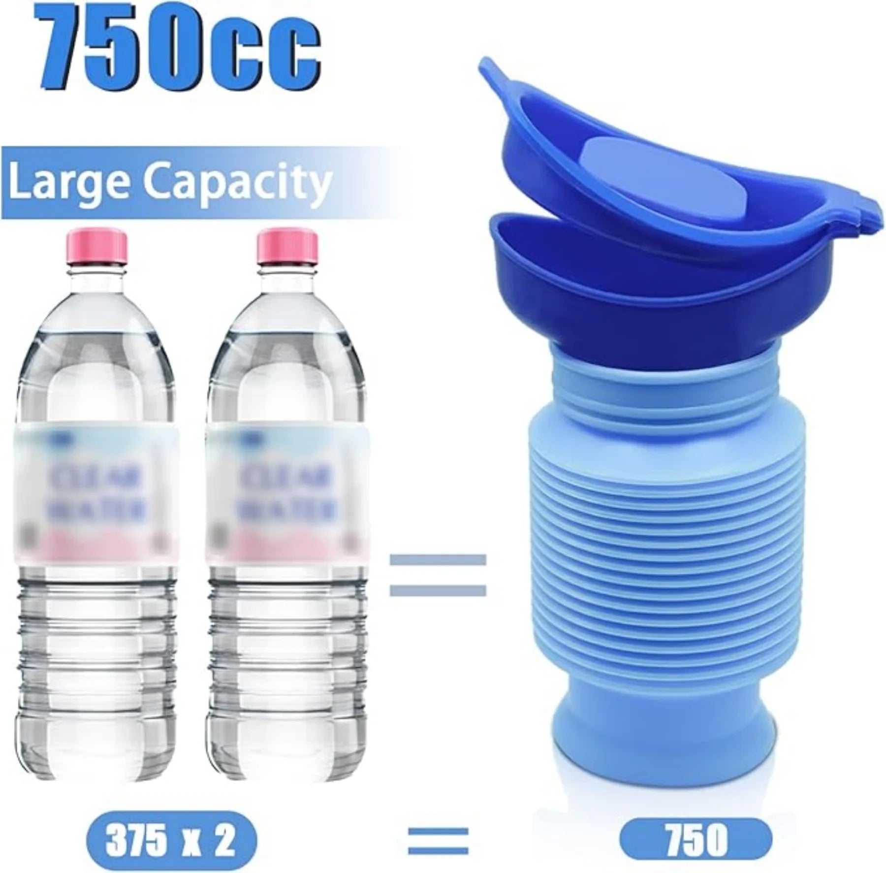Adjustable Portable Urinal, Pee Bottles Unisex, Collapsible Urinal Emergency Travel Urinal Mini Mobile Toilet Potty Pee Bottle for Traffic Jam and Camping 750ML