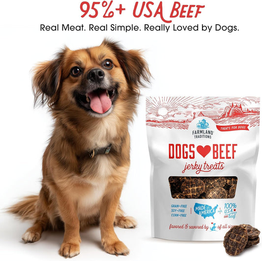 Dogs Love Beef Jerky Dog Treats with Only 3 Ingredients and No Fillers, 13.5 Ounce Bag