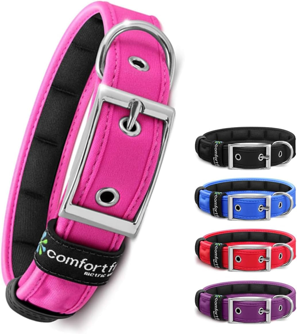 Comfort Fit Dog Collar - Soft Padded Dog Training Collar with Adjustable Buckle - Breathable and Lightweight Pet Collar - Durable, Heavy Duty Dog Collar - Pink, Small - Neck 6.5"-9"