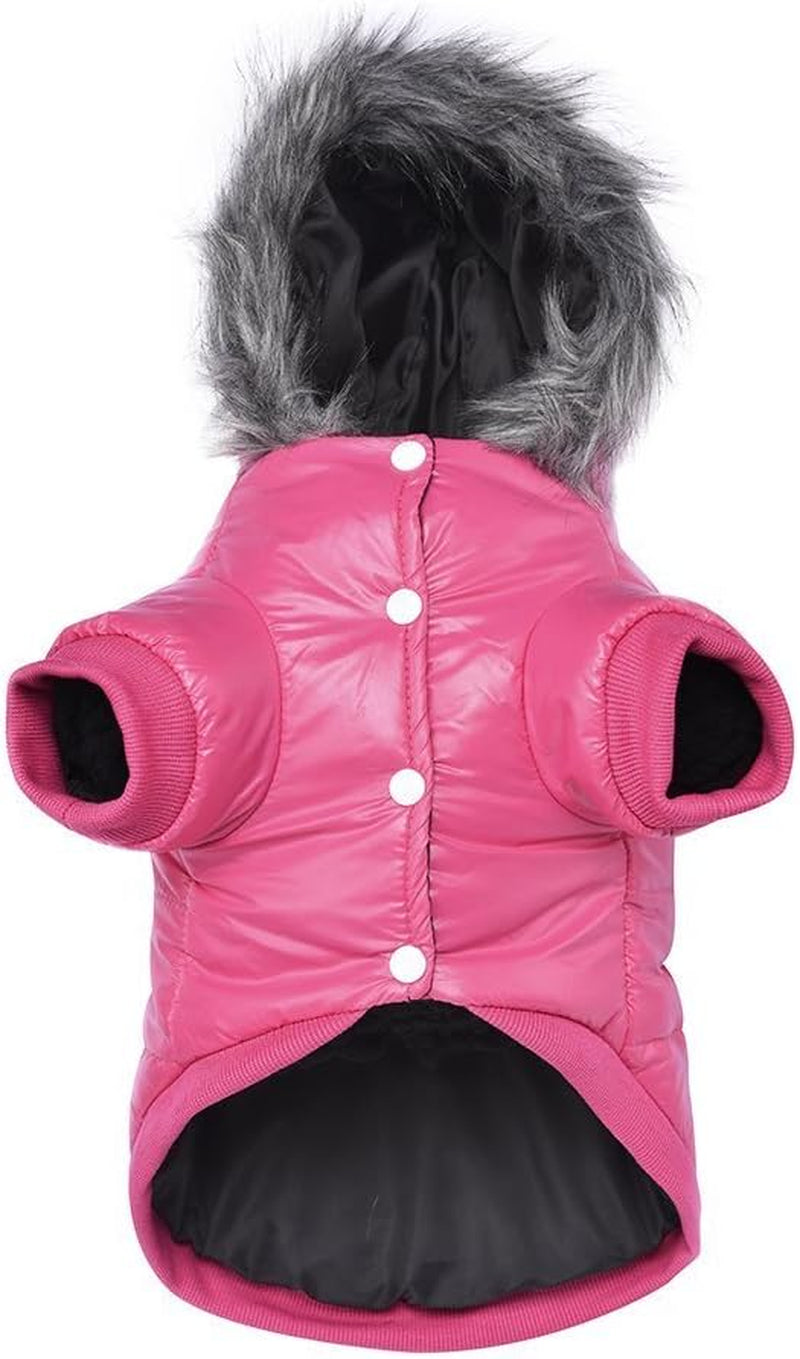 Dog Coat for Small Dogs, Windproof Doggie Puffer Jacket with Leash Hole, Extra Warm Dog Jacket Winter Coat, Pink M