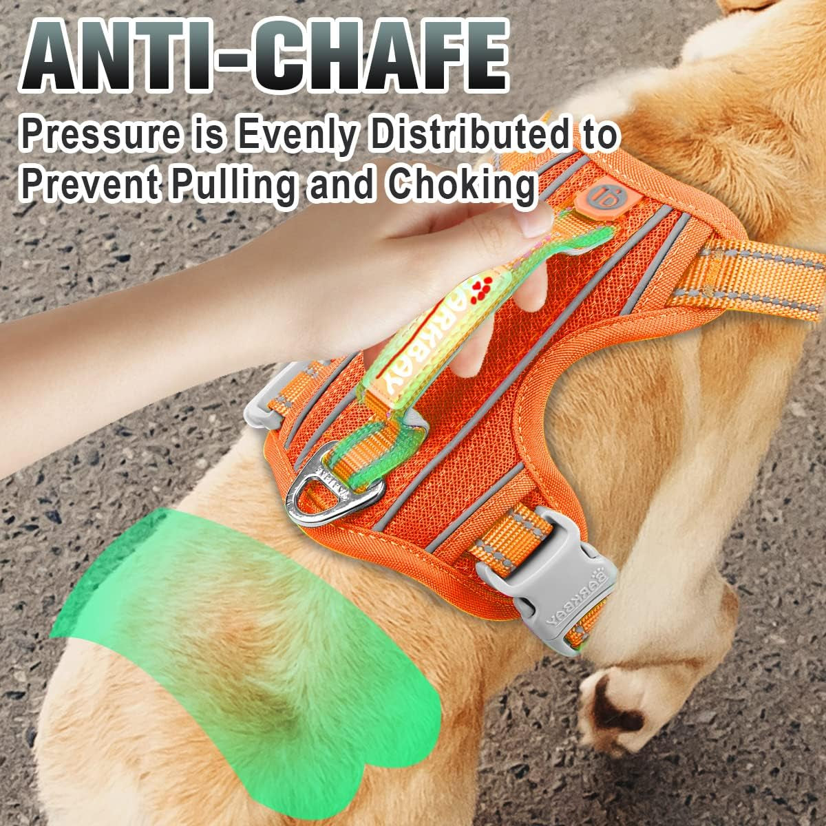 No Pull Dog Harness Large Reflective Dog Harness with Front Clip and Easy Control Handle for Walking Training Running with ID Tag Pocket(Orange,S)