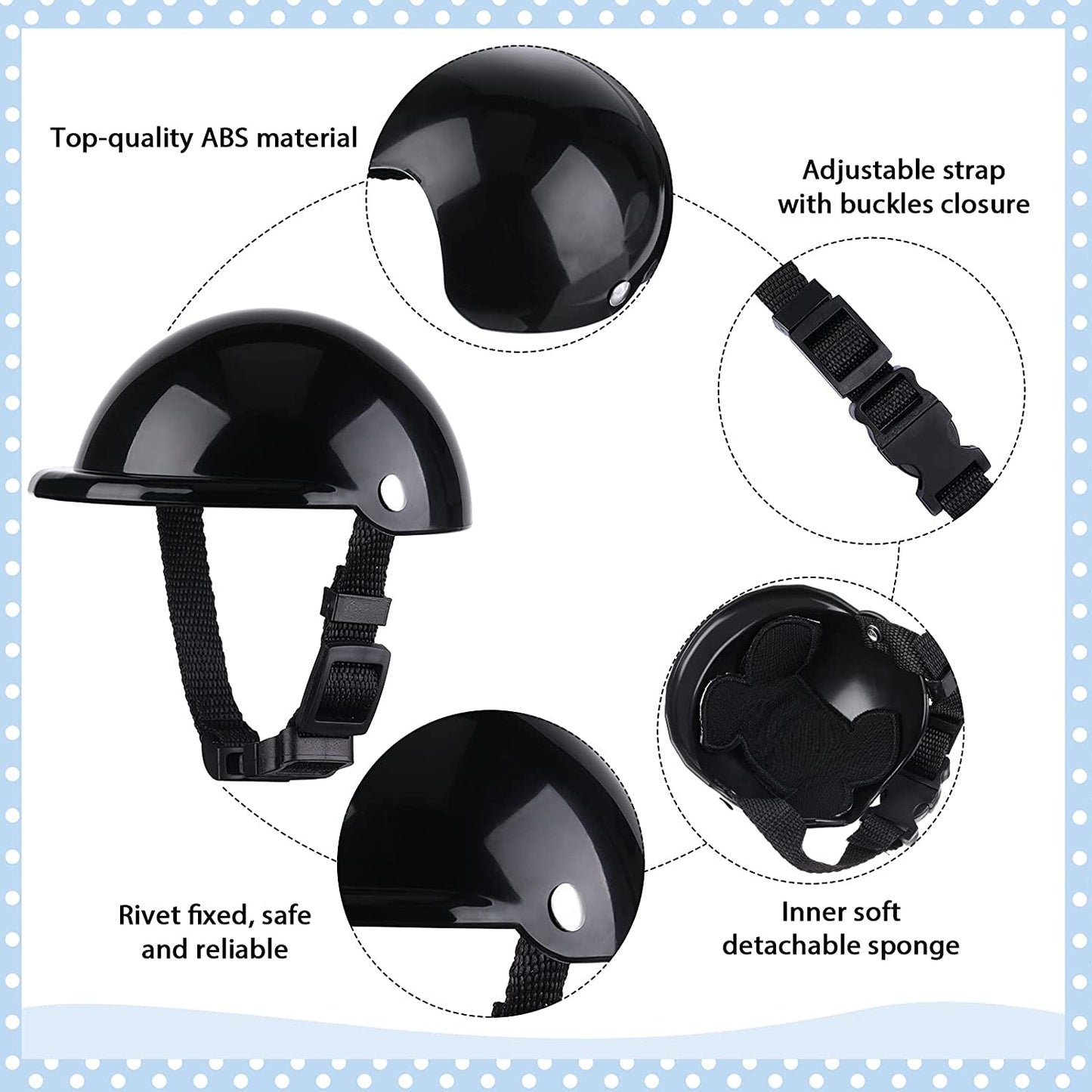 Dog Helmet and Goggles, UV Protection Doggy Sunglasses and 4 Inch Padded Puppy Motorcycle Helmet Adorable Dog Goggles with Adjustable Belt for Small Dogs Puppy Riding(Black,S)