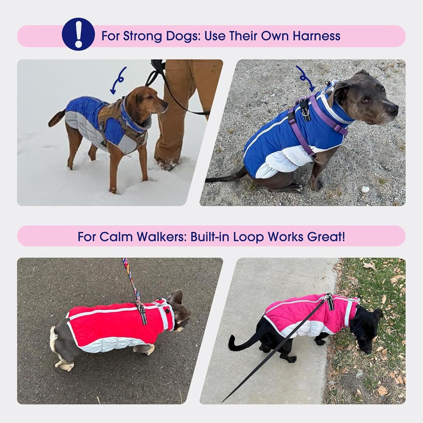 Dog Coat for Large Dogs,Waterproof Dog Winter Jacket with Harness Built in Puppy Cold Weather Coats Reflective Pet Vest with Zipper Warm Fleece Dogs Snowsuit Windproof Red XXXL