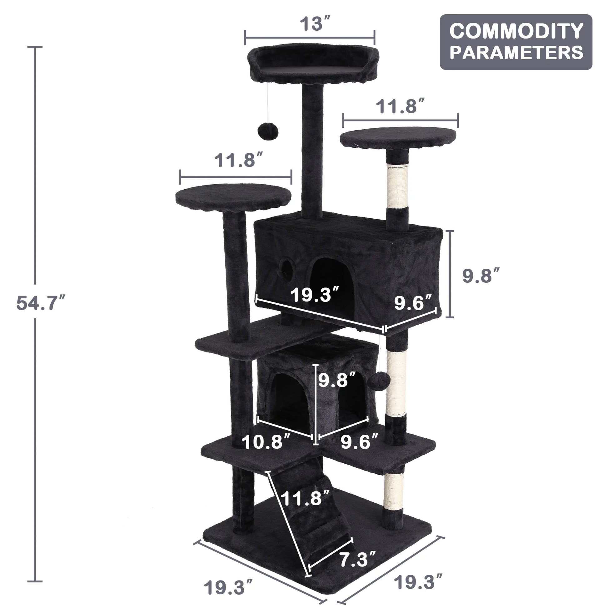 54In  Tower, Multi-Level Cat Tower Furniture Activity Center with Platform Scratching Posts Stand House Condo and Toy, Cat Condos for Indoor Cats Kitten Activity Relaxing, Dark Gray