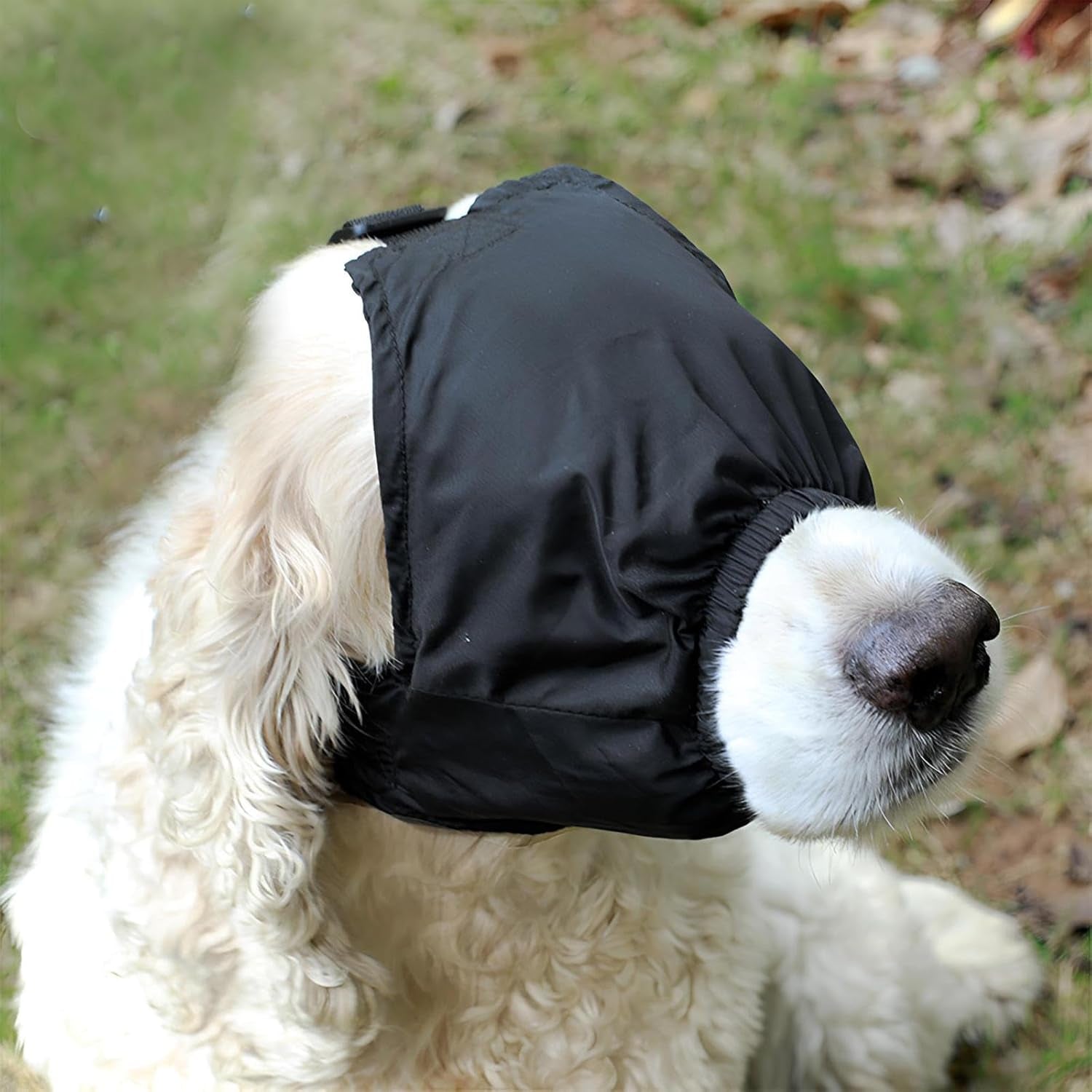 Dog Calming Cap Eye Mask Nylon Shading Pet Mask Muzzle for Grooming anti Car Sickness (Black,L)