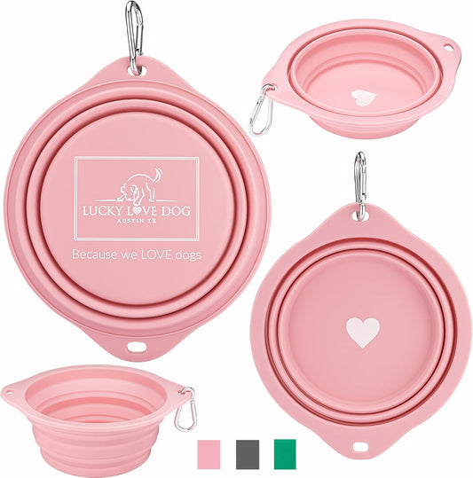 Travel Dog Bowl, Collapsible Compact Water Dog Dish, Rose