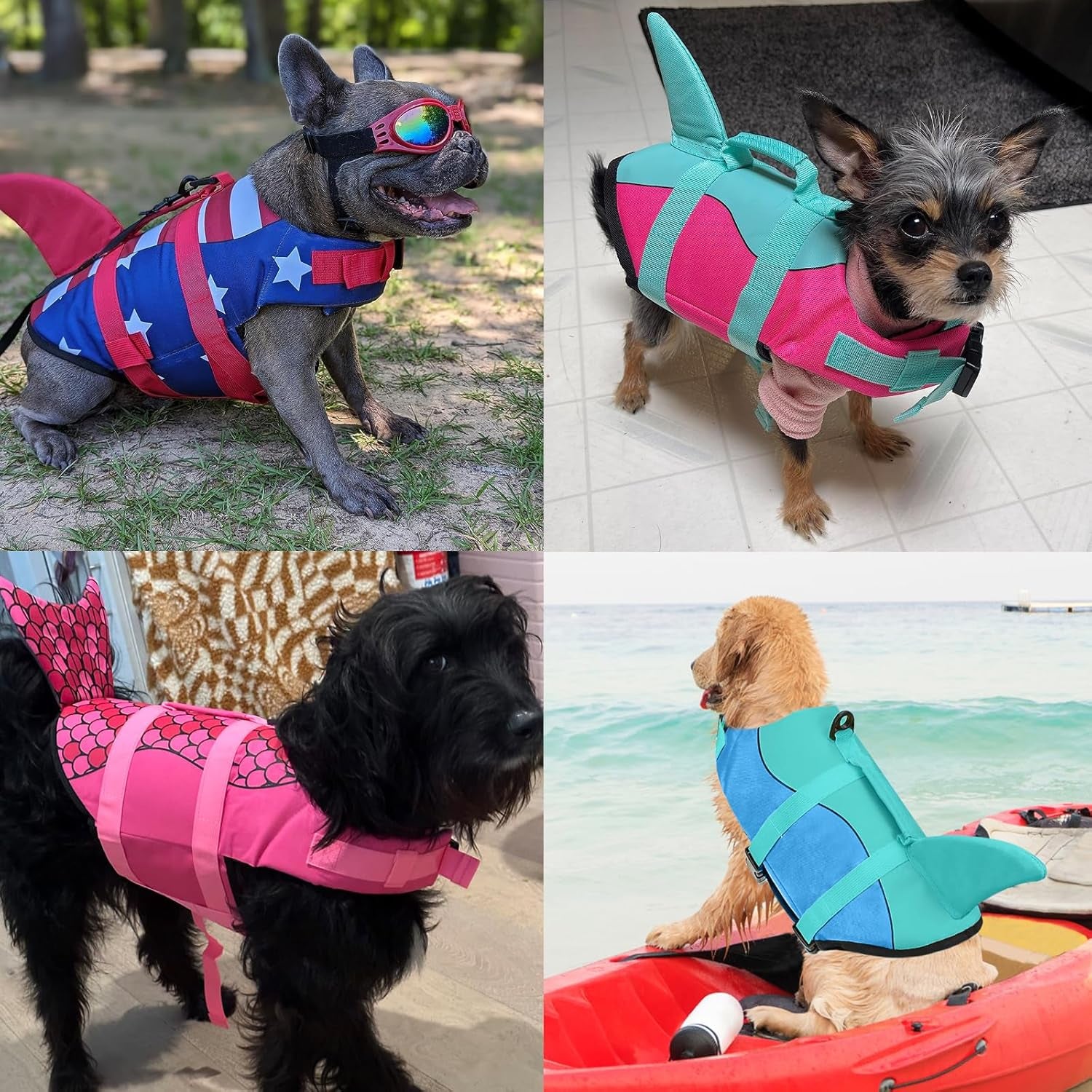 Dog Life Jacket, Ripstop Dog Life Vest with High Buoyancy for Swimming Boating, High Visibilityshark Puppy Lifesaver for Small Medium Large Dogs (Medium)