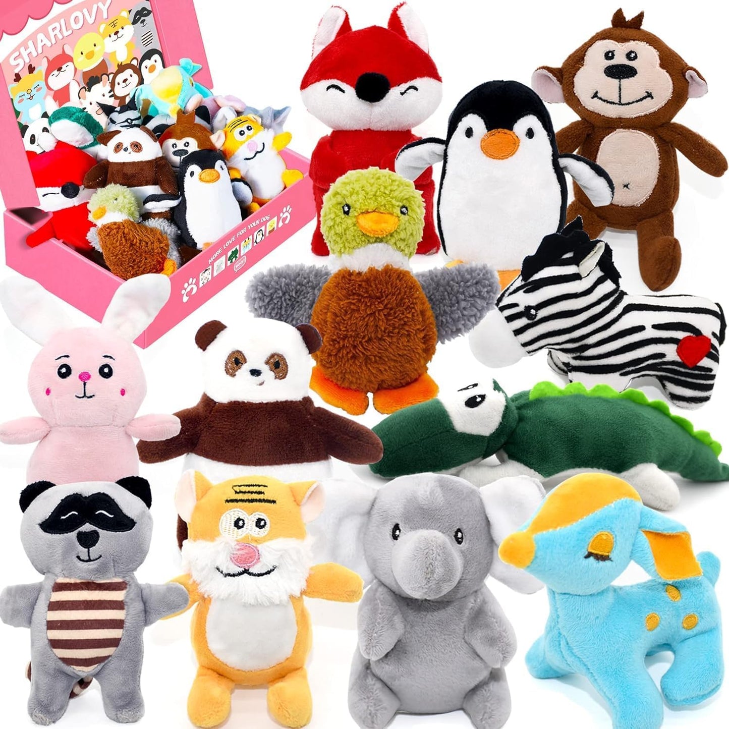 Dog Squeaky Toys for Small Dogs,Stuffed Animal Puppy Toy,Cute Puppy Chew Toy for Dog Teething, for Small to Medium Dogs,Soft Plush Pet Toys Pack 12 in Gift Box