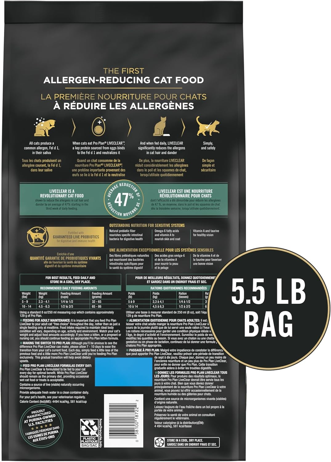 Allergen Reducing, Sensitive Skin & Stomach, High Protein Cat Food, LIVECLEAR Turkey and Oatmeal Formula - 5.5 Lb. Bag