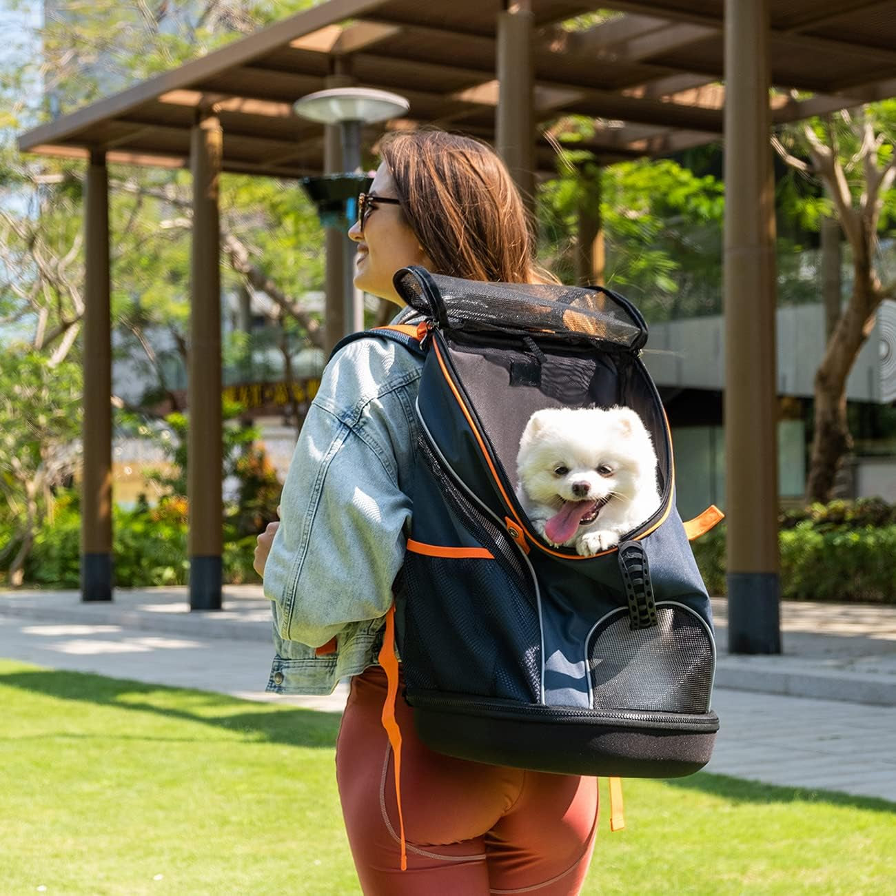 - Airline Approved Pet Carrier for Small to Medium Dogs and Cats - Dog Backpack Carrier, Breathable Mesh Material with Magnetic Buttons, Side Pockets, and Auto-Lock Zipper - Navy Blue