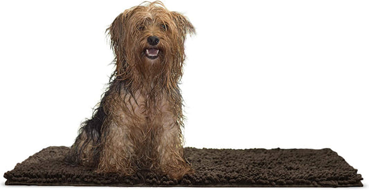 30" X 21" Highly Absorbent Dog Door Mat for Muddy Paws, 100% Washable, Perfect for Entryway, Kitchen, & Bathroom Use - Chenille Shammy Rug - Mud (Brown), Medium