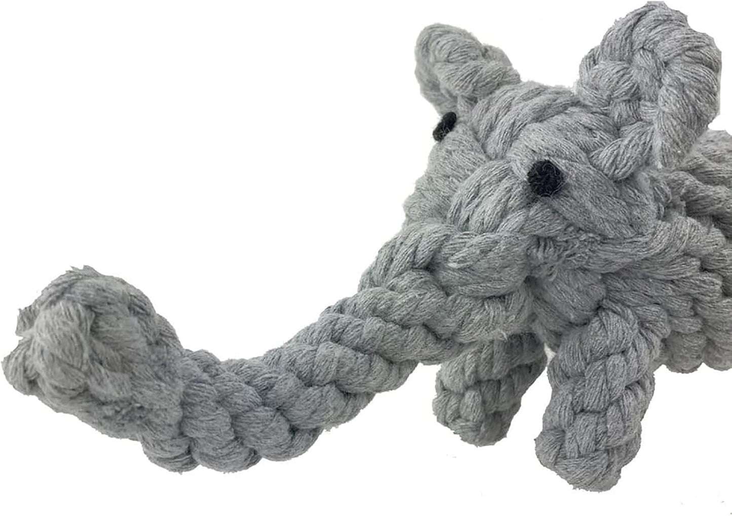 Puppy Dog Rope Toy for Teeth Cleaning, Chew-Proof Dental Care & Training Reward | Durable Cotton Heather Gray Elephant for Small & Medium Dogs
