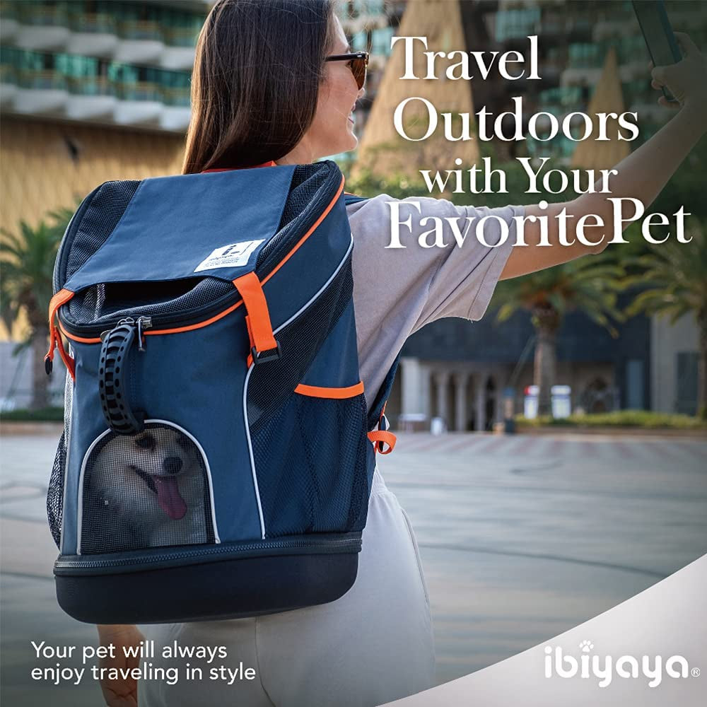 - Airline Approved Pet Carrier for Small to Medium Dogs and Cats - Dog Backpack Carrier, Breathable Mesh Material with Magnetic Buttons, Side Pockets, and Auto-Lock Zipper - Navy Blue
