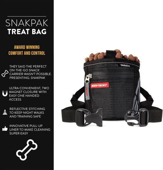Snakpak Wearable Dog Treat Bag Training Pouch with Magnetic Closure, Zipper Pocket, and Belt (Orange)