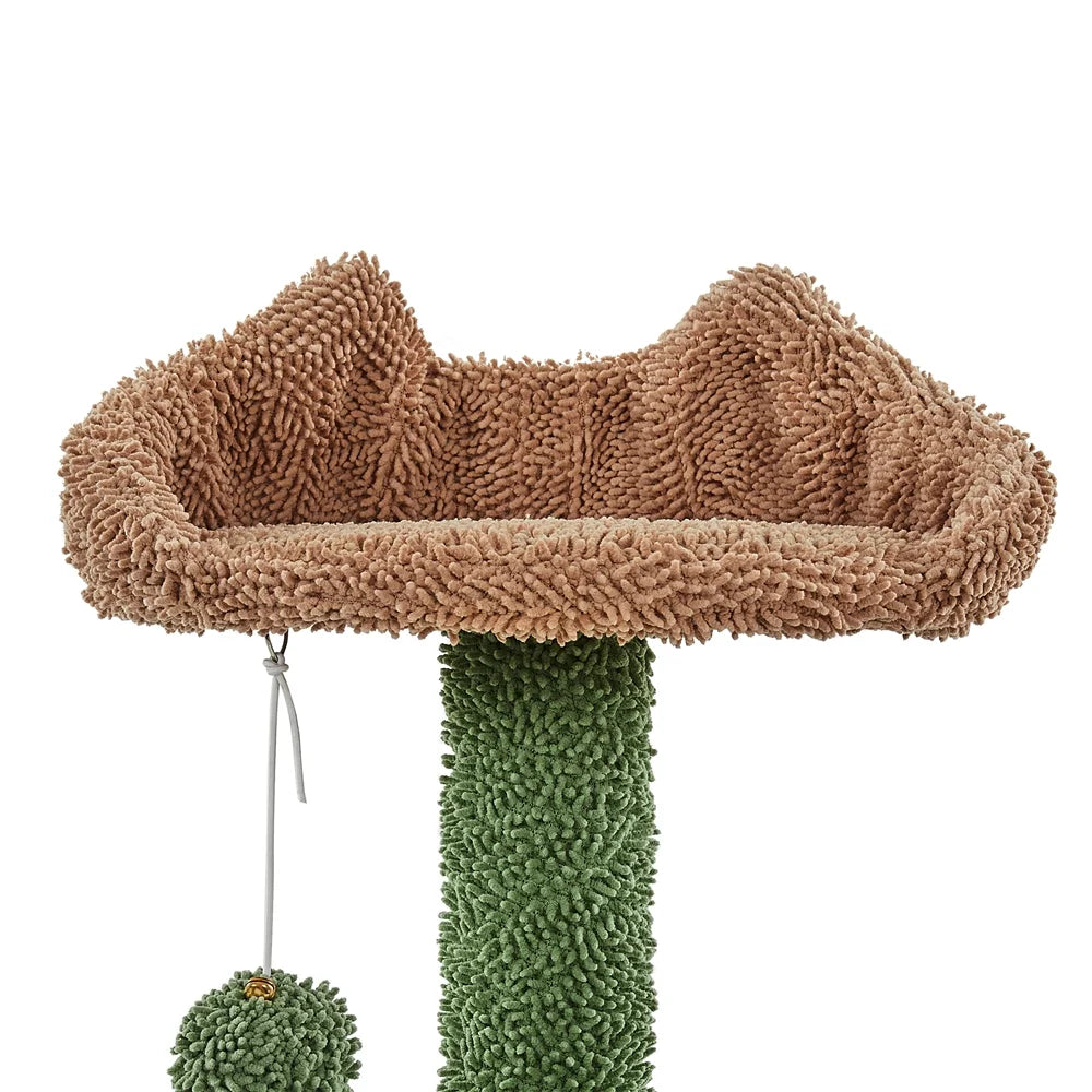 54.3'' H Cactus Cat Tree Tower with 2 Condos & Perches, Green/Brown