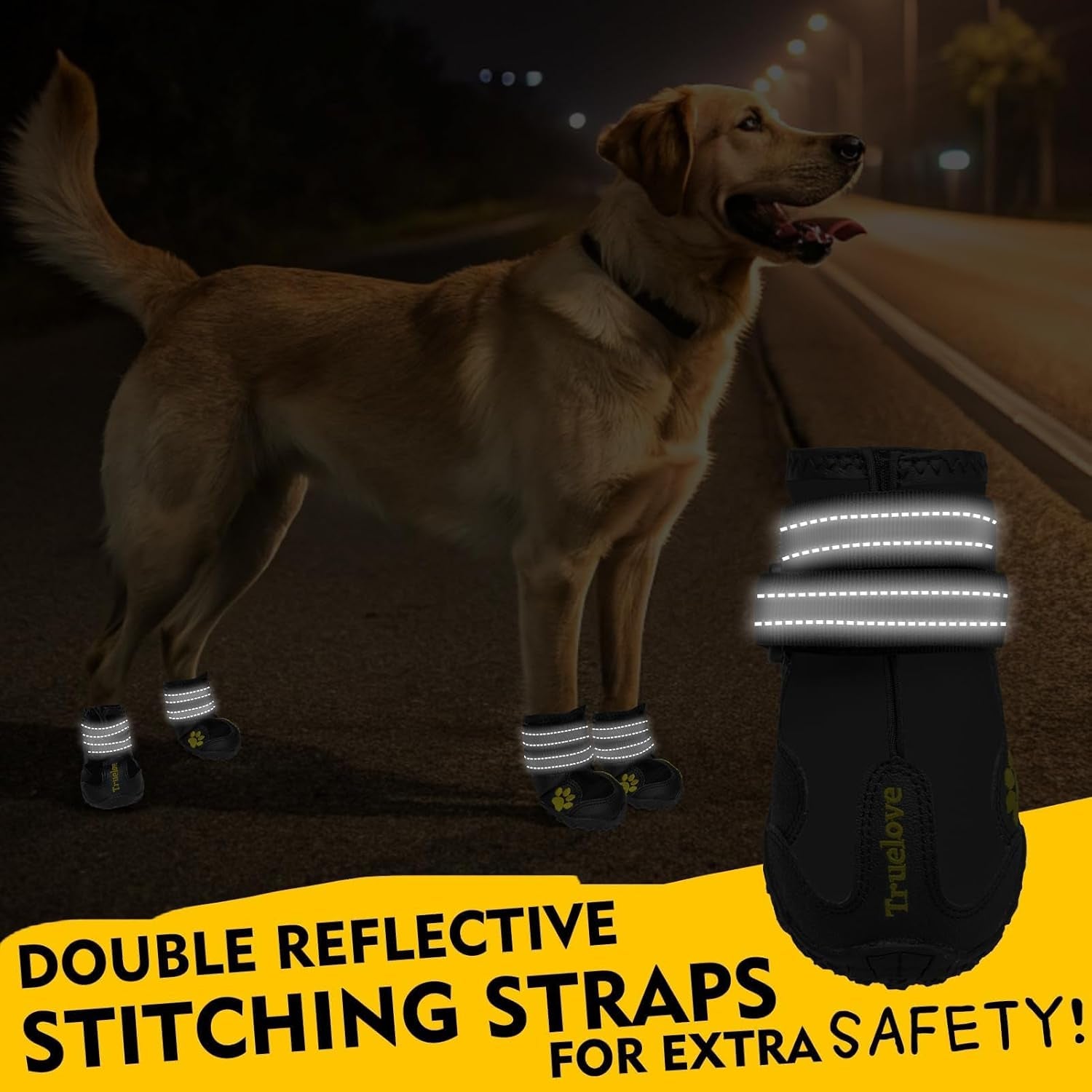 Dog Shoes for Small Dogs, Dog Shoes for Cold Winter Snow Hiking Walking, Anti-Slip Rugged Sole,Waterproof Dog Booties for Outdoor Rain Days, All Weather Dog Boots & Paw Protectors (Black)