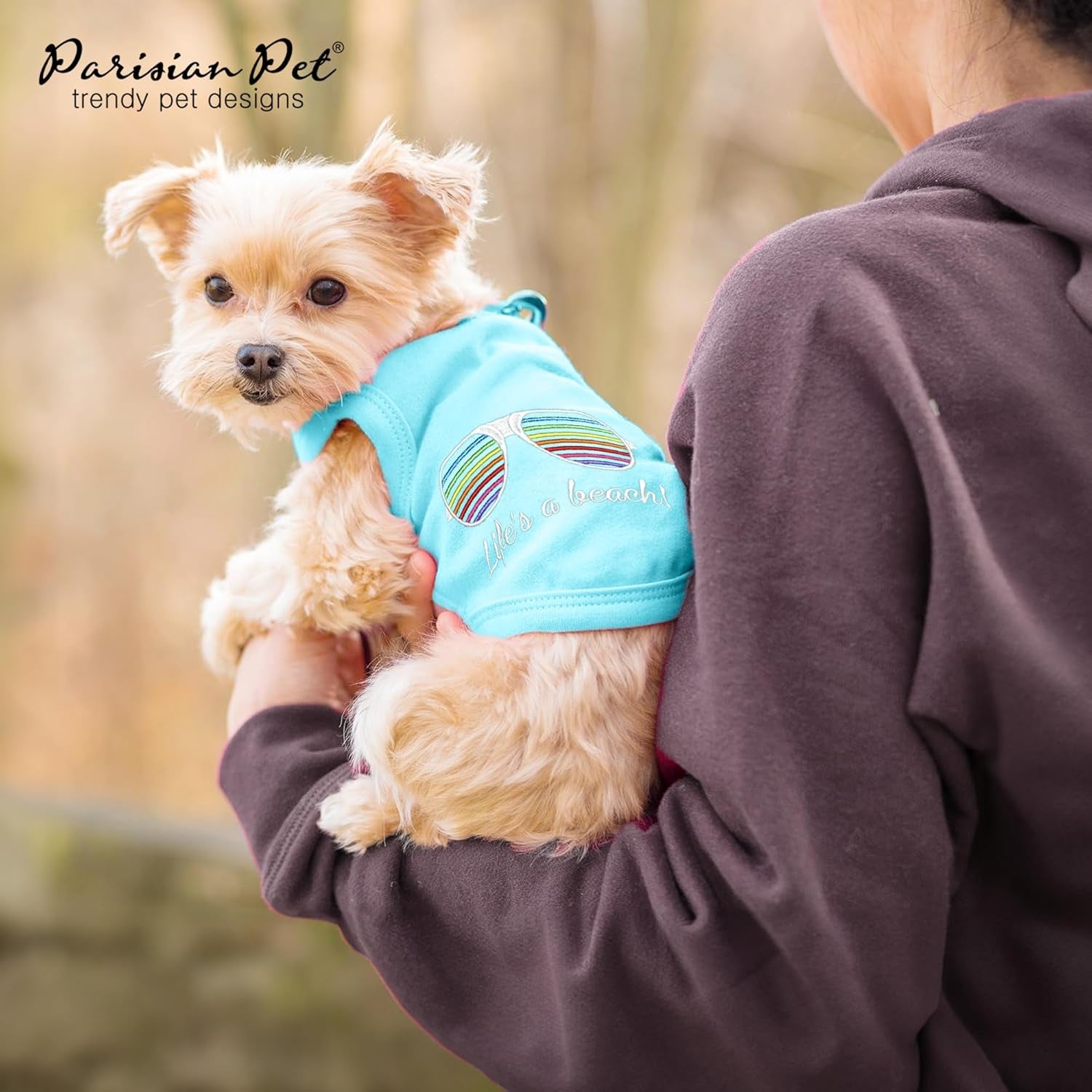 Dog Tshirt - Embroidered “Life’S a Beach“ Dog Shirt - Lightweight Pet Tank Top- 100% Cotton, Doggy Tee Shirts - Summer Dogs Clothes - Machine Washable Shirt for Large Dogs -2XL